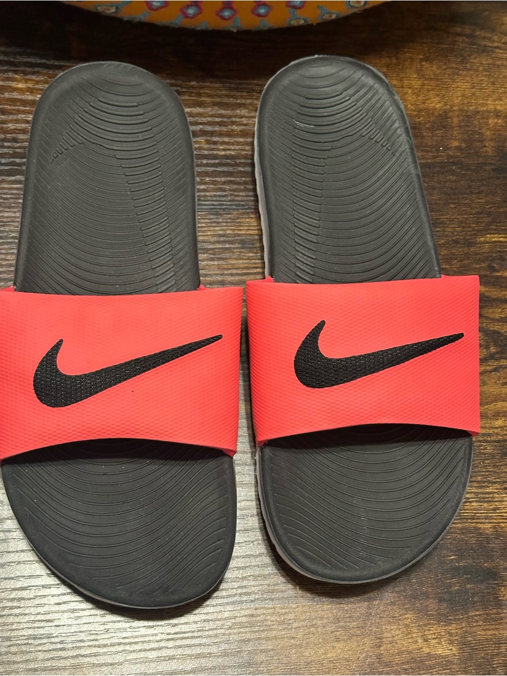 Nike Kids Red Strap Black Slide Sandals